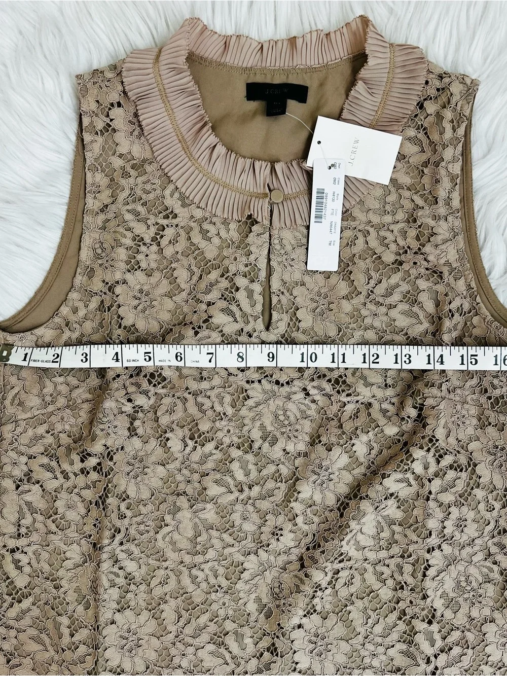 NWT! J.Crew Pace Ruffled Collar Keyhole Closure Sleeveless Top Sz TM